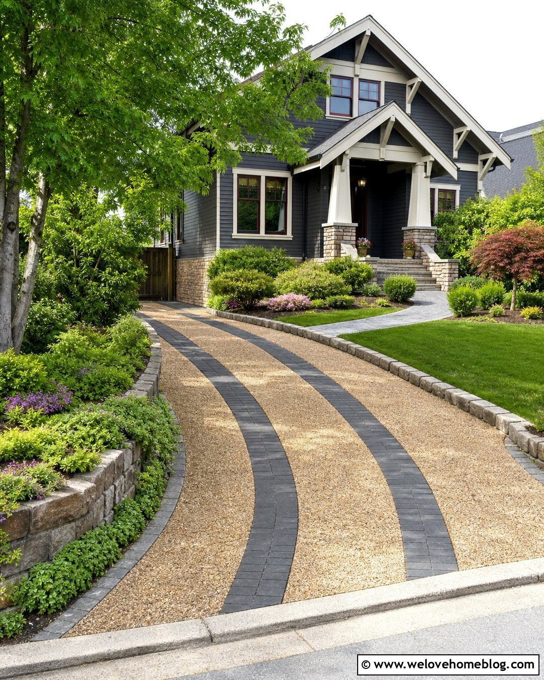 Gravel Driveway With Paver Tire Tracks - 20 Driveways With Gravel Ideas