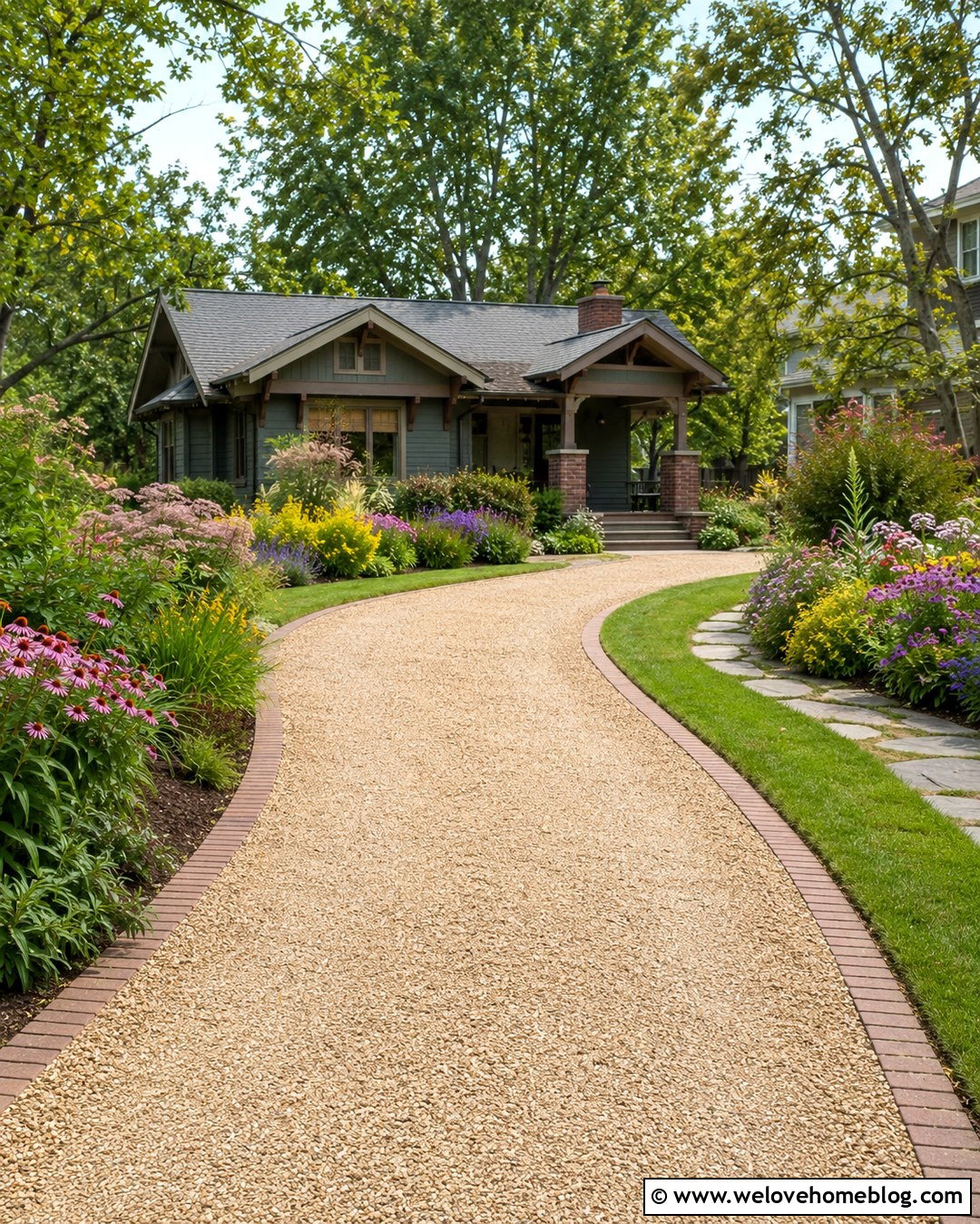 Gravel Driveway With Pollinator Flower Borders - 20 Gravel Driveway With Flowers Ideas