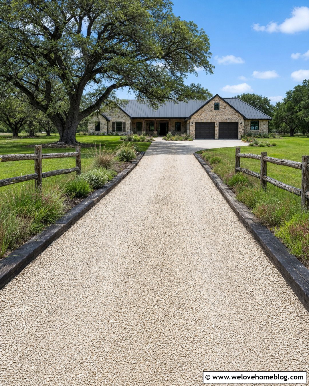 Gravel Driveway With Railroad Tie Curbing - 20 Gravel Driveway Curbing Ideas