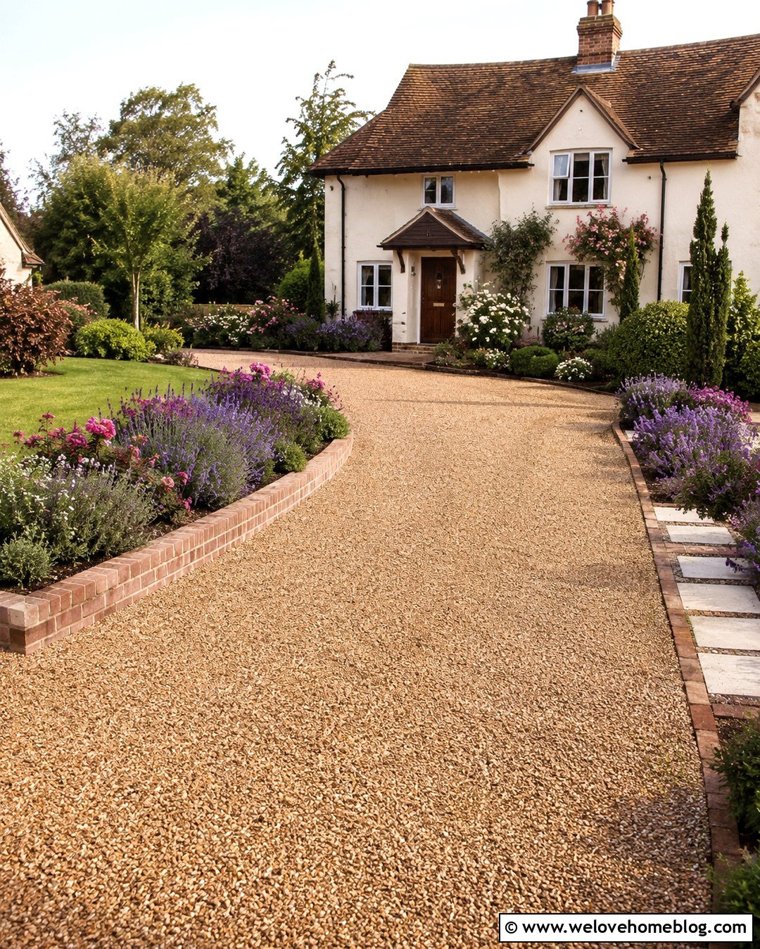 Gravel Driveway With Raised Flower Bed Edging - 20 Gravel Driveway Landscaping Edging Ideas