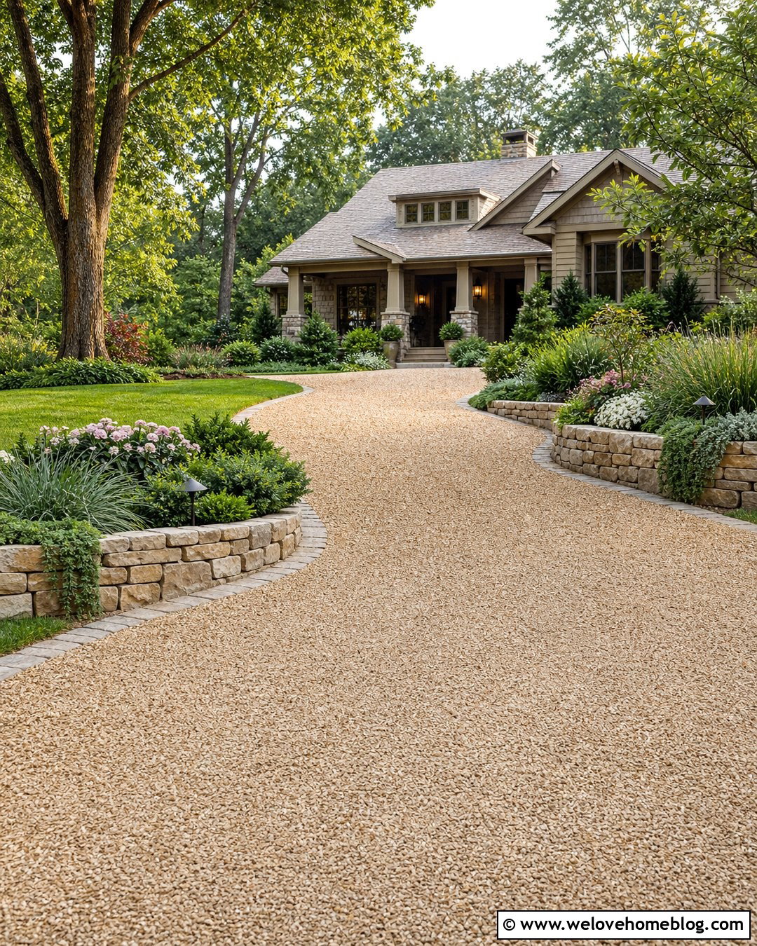 Gravel Driveway With Raised Stone Beds - 50 gravel driveway ideas