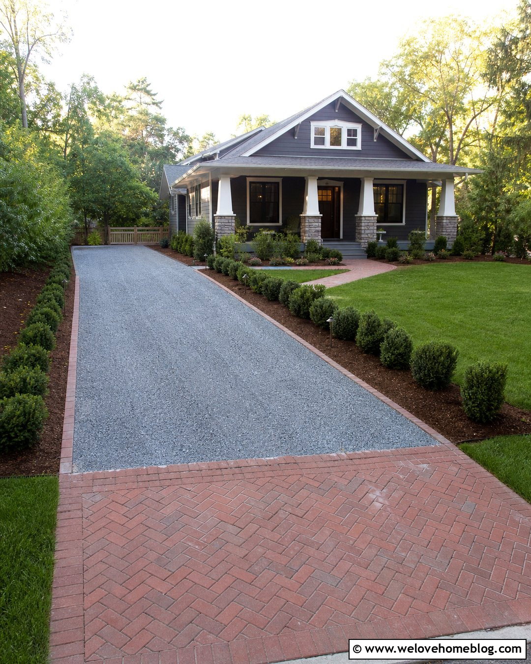 Gravel Driveway With Reclaimed Brick Apron - 40 driveway on a budget ideas