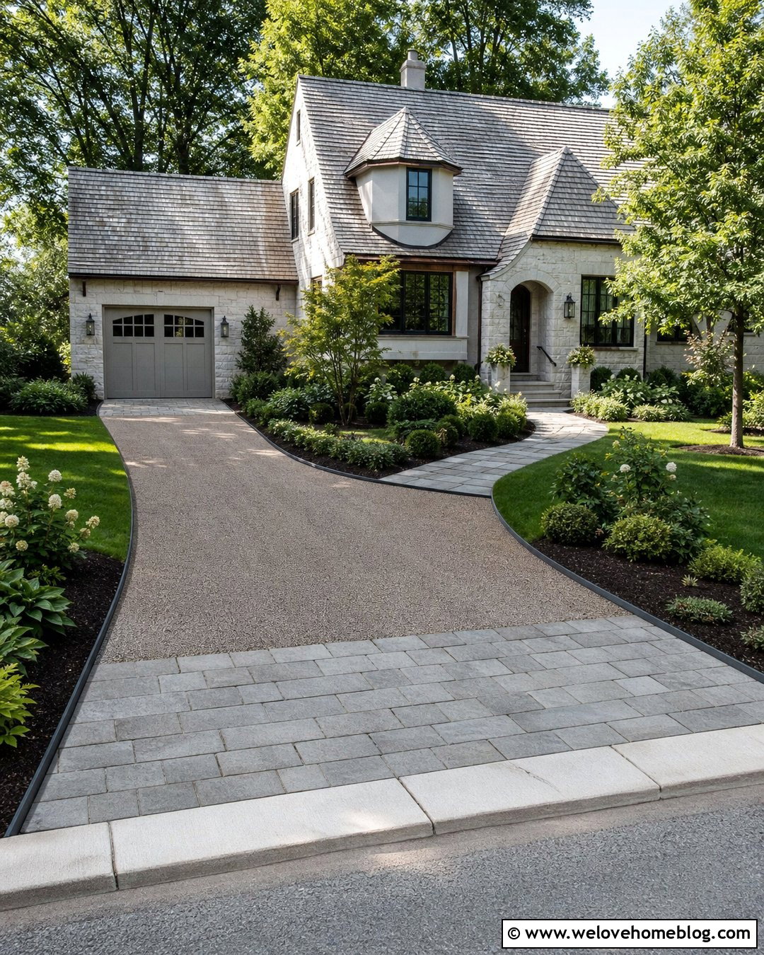 Gravel Driveway With Reclaimed Paver Apron - 35 cheap driveway ideas