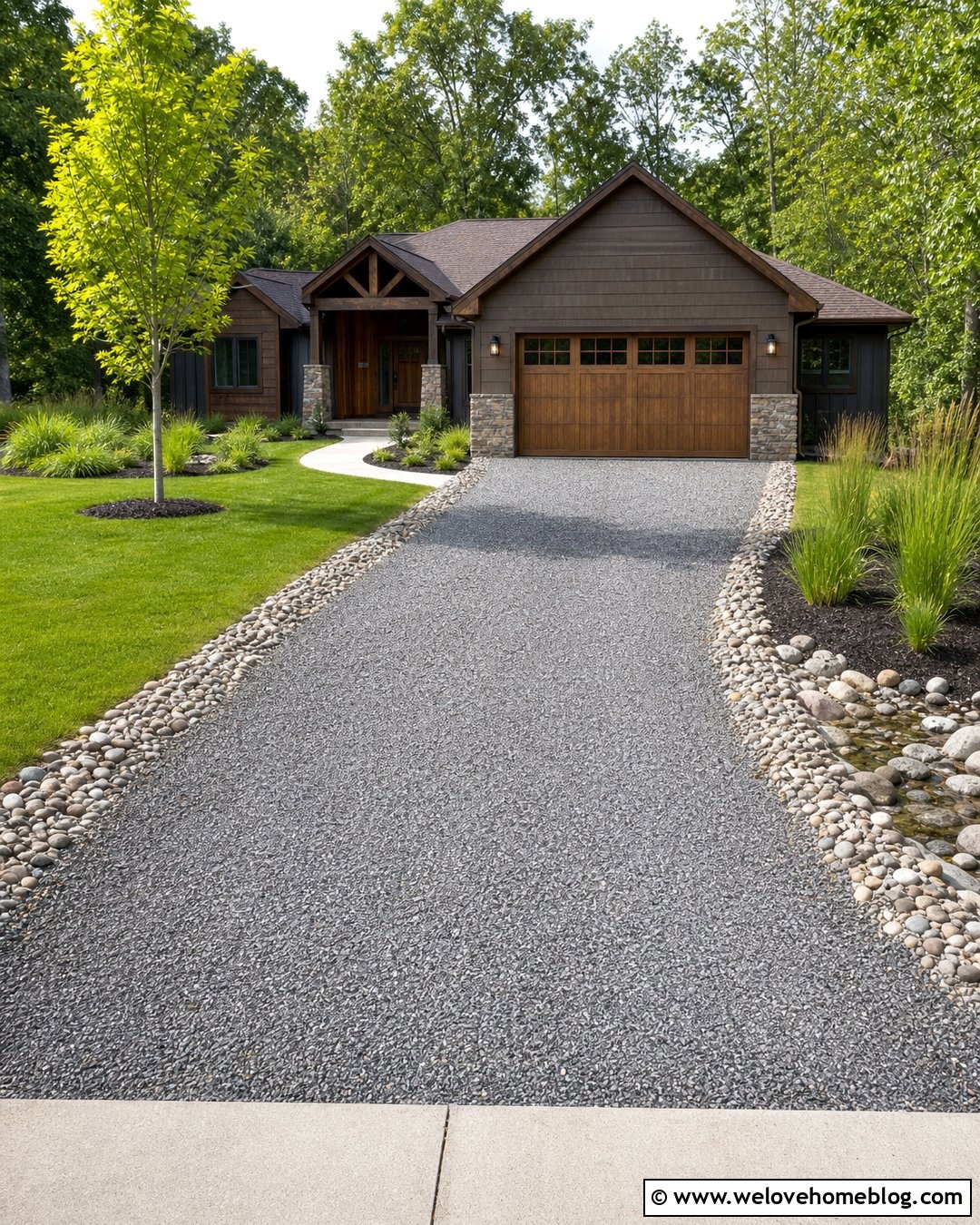 Gravel Driveway With River Rock Border - 40 driveway on a budget ideas