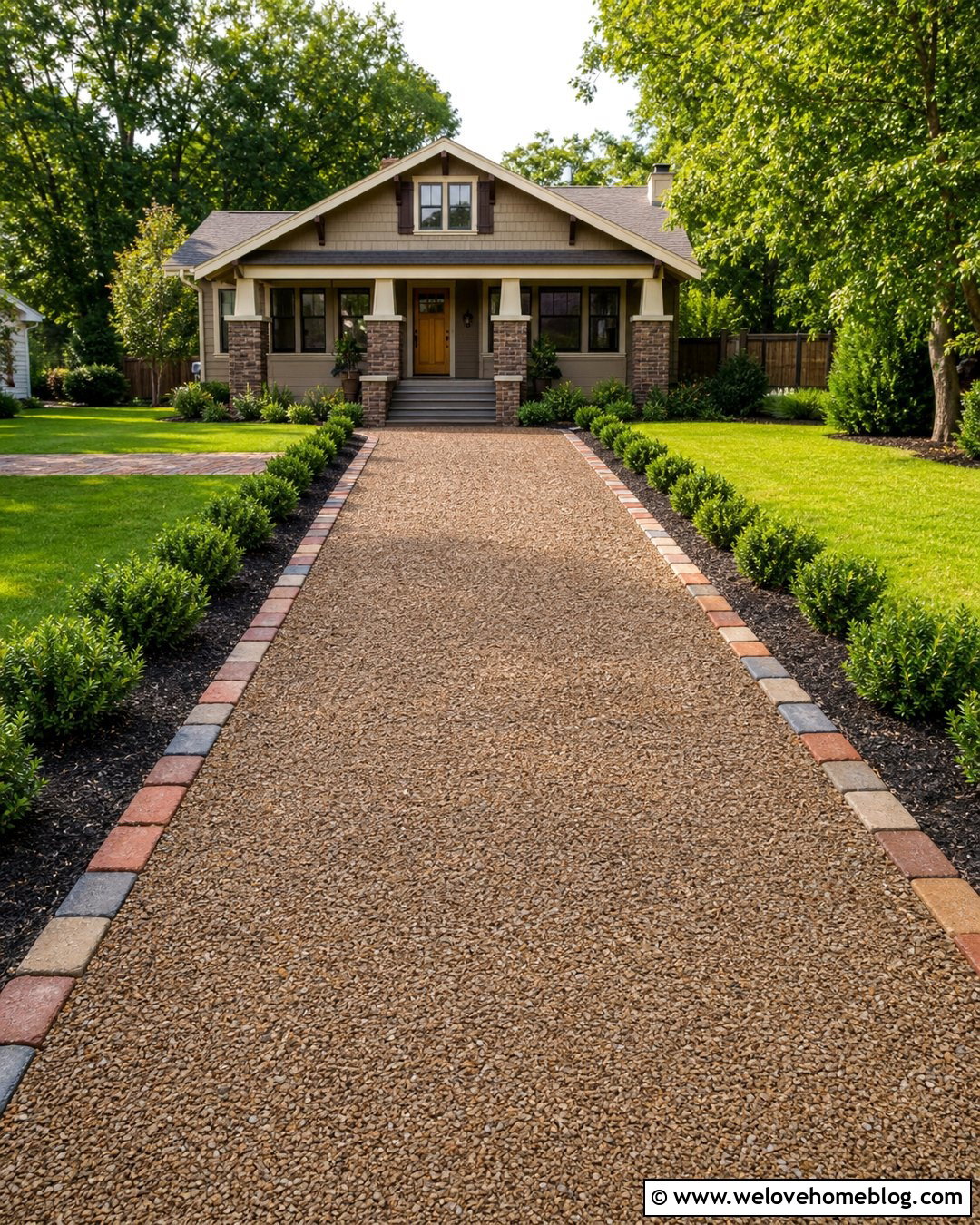 Gravel Driveway With Salvaged Paver Edging - 35 Gravel Driveway Cheap Ideas