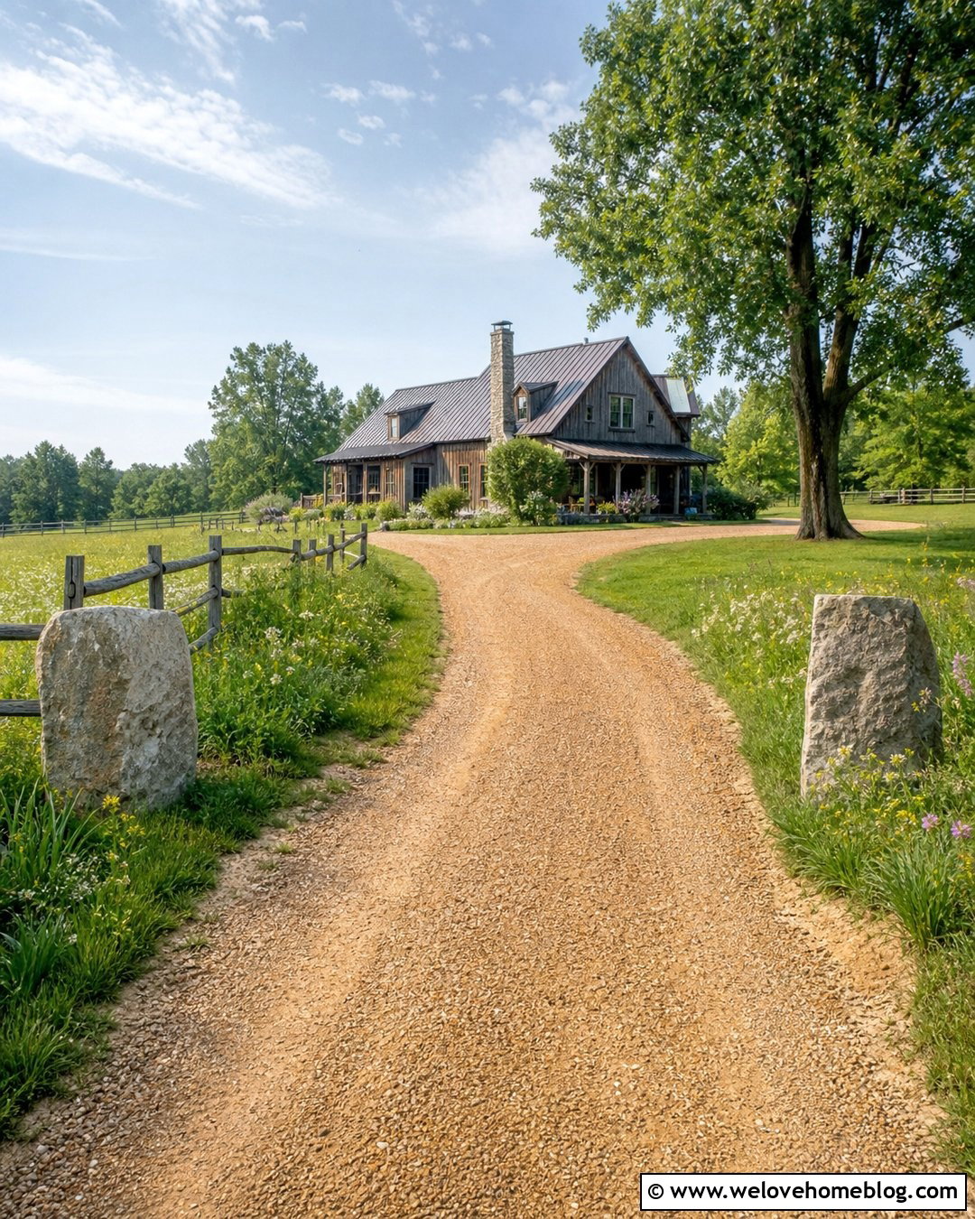 Gravel Driveway With Split Rail Fence - 20 Large Gravel Driveway Ideas