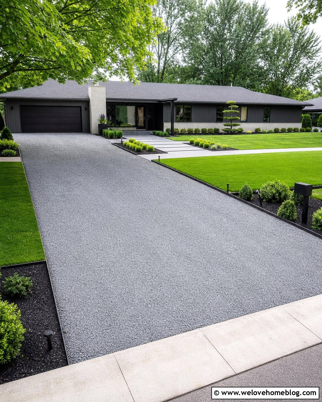 Gravel Driveway With Steel Edging And Lawn - 20 Gravel And Grass Driveway Ideas