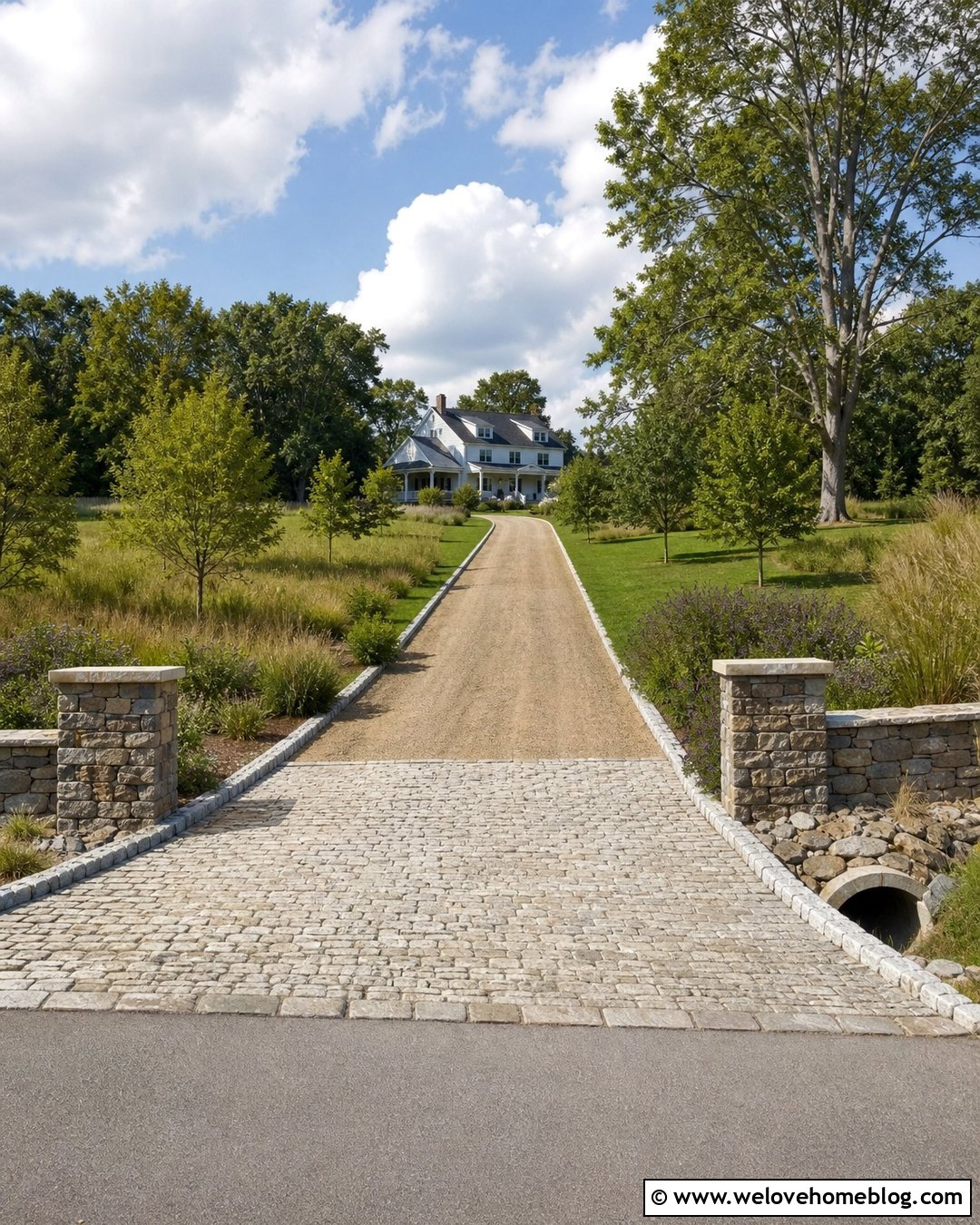 Gravel Driveway With Stone Entrance Apron - 20 Gravel Driveway On A Hill Ideas