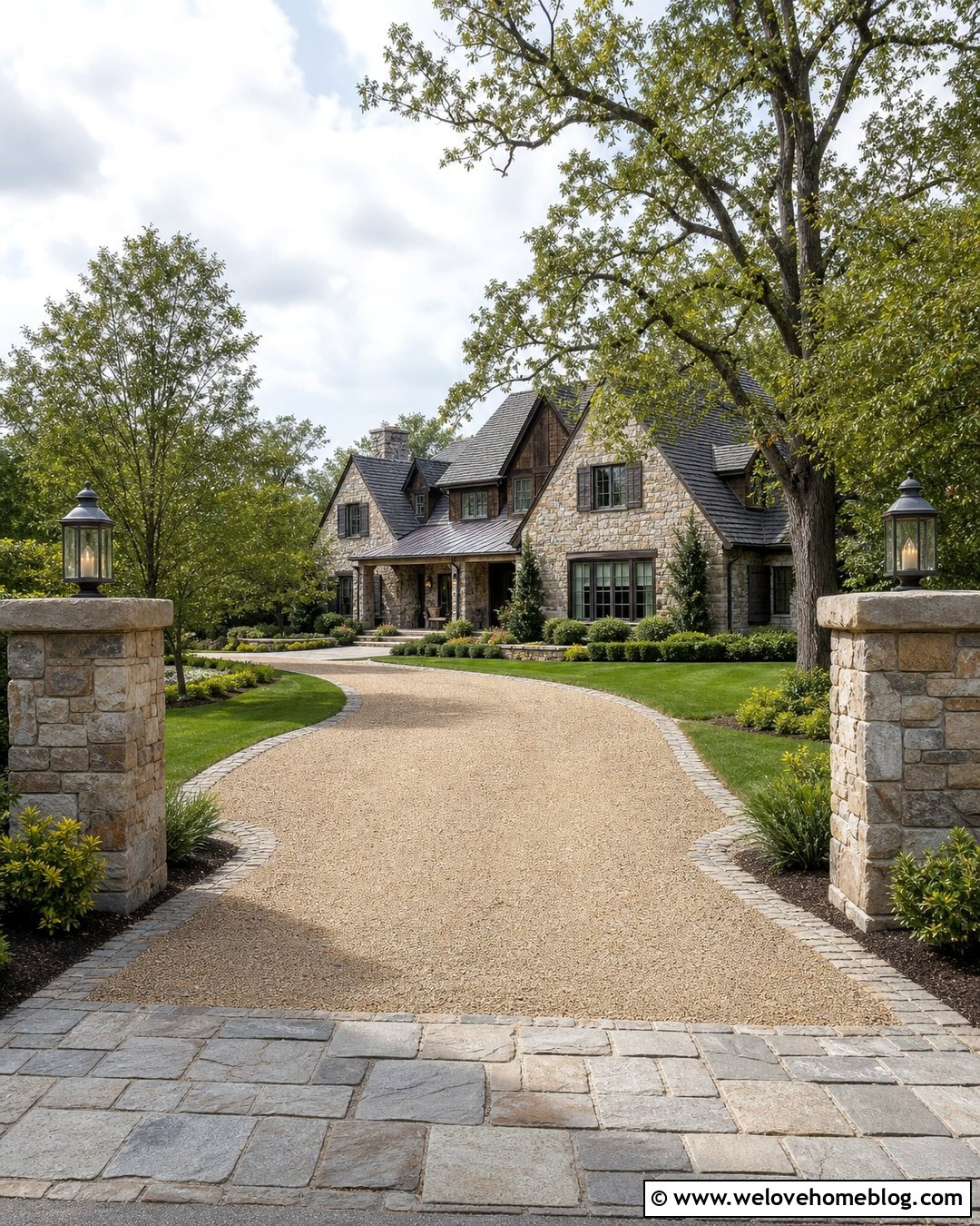 Gravel Driveway With Stone Entrance Pillars - 50 gravel driveway ideas