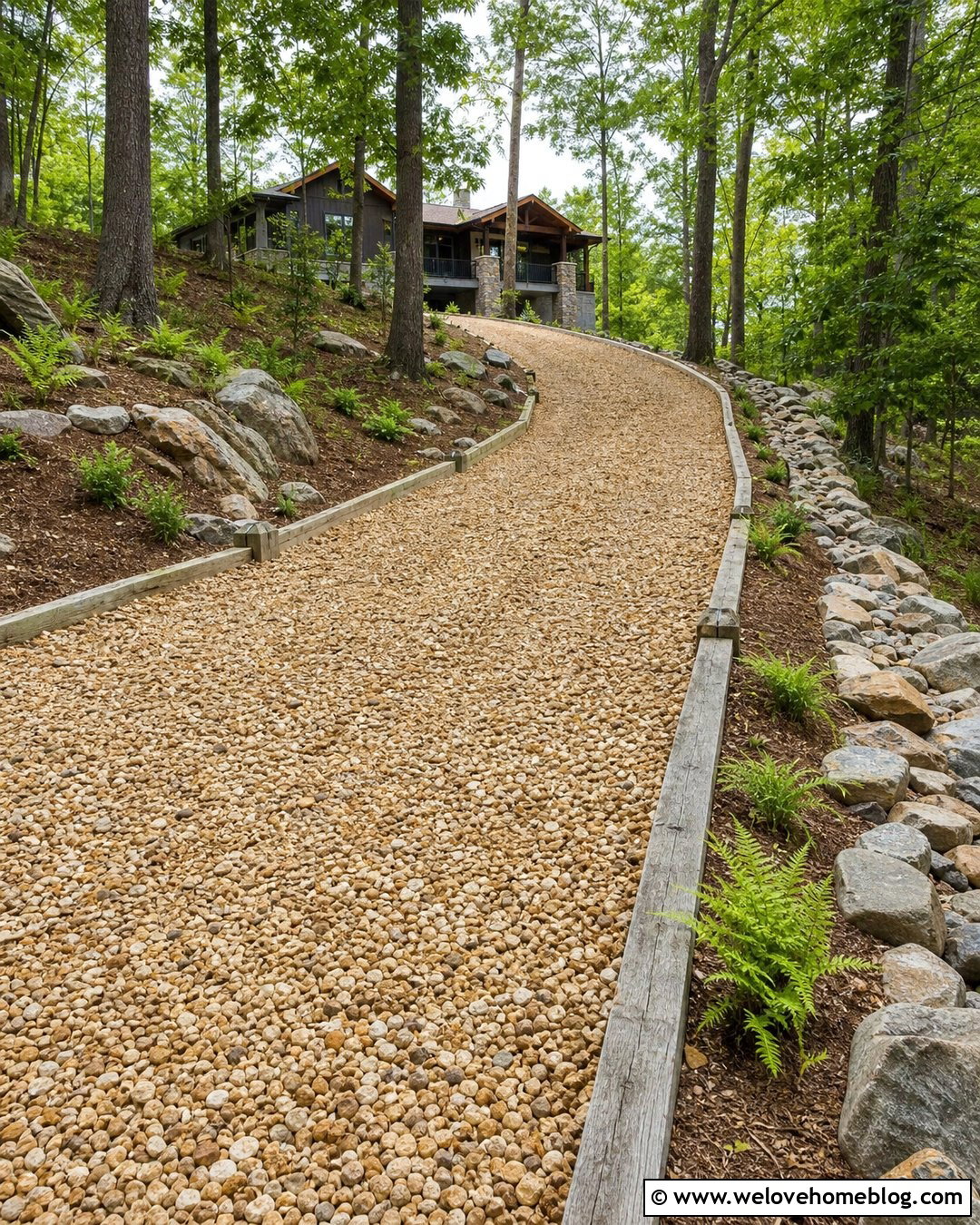 Gravel Driveway With Timber Borders - 20 Gravel Driveway On A Hill Ideas