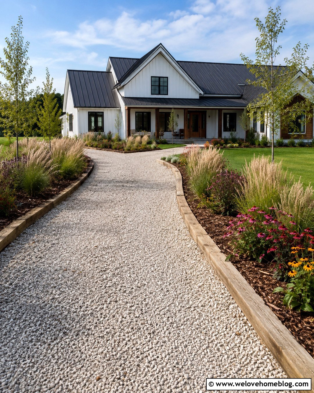 Gravel Driveway With Timber Borders - 20 Driveway Landscaping On A Budget Ideas