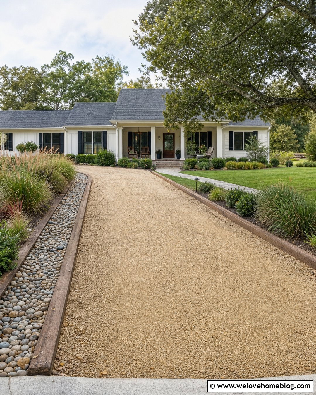 Gravel Driveway With Timber Drainage Strip - 20 timber driveway edging ideas
