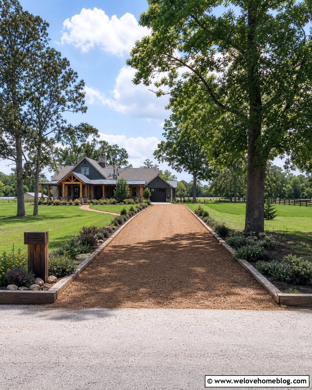 Gravel Driveway With Timber Edging And Grass - 20 Gravel And Grass Driveway Ideas