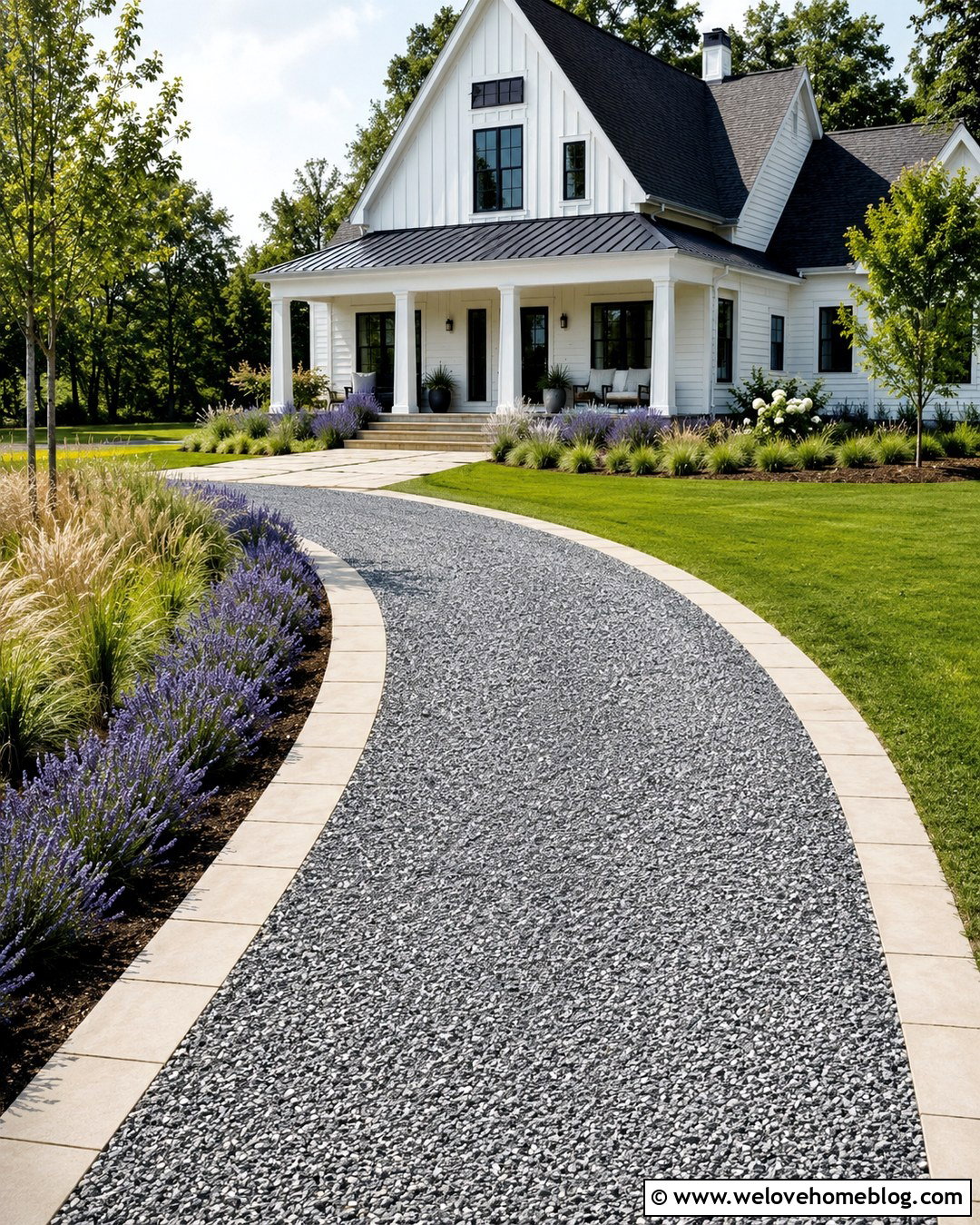 Gravel Driveway With Wide Paver Borders - 20 Driveway With Pavers On Side Ideas