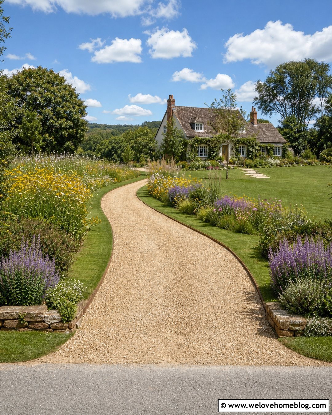 Gravel Driveway With Wildflower Borders - 35 Gravel Driveway Cheap Ideas