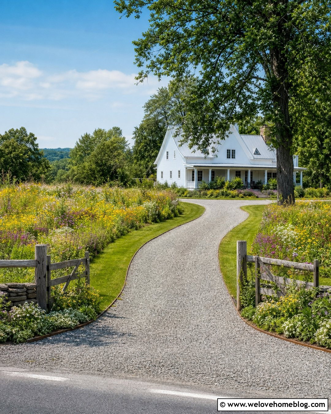 Gravel Driveway With Wildflower Meadow Borders - 50 gravel driveway ideas