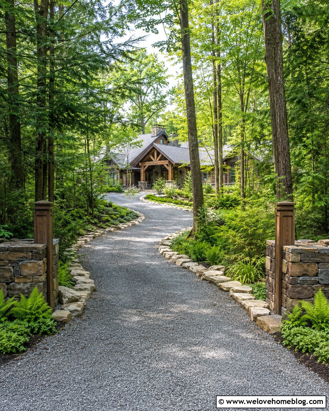 Gravel Driveway With Woodland Shade Planting - 20 long driveway entry landscaping ideas