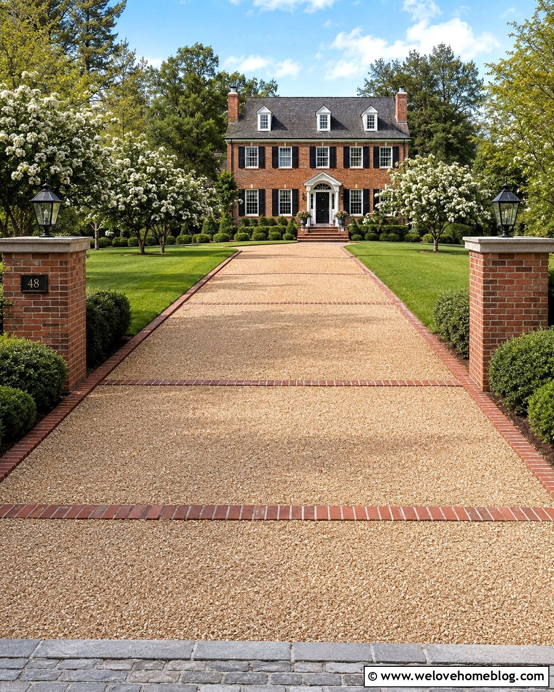 Gravel Driveway With a Brick Ribbon - 20 top 60 best gravel driveway ideas