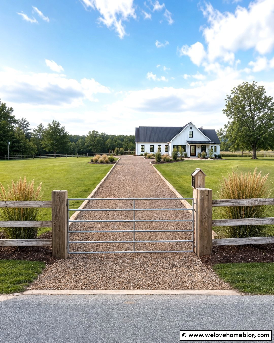 Gravel Driveway With a Farm Gate Entrance - 35 Gravel Driveway Cheap Ideas