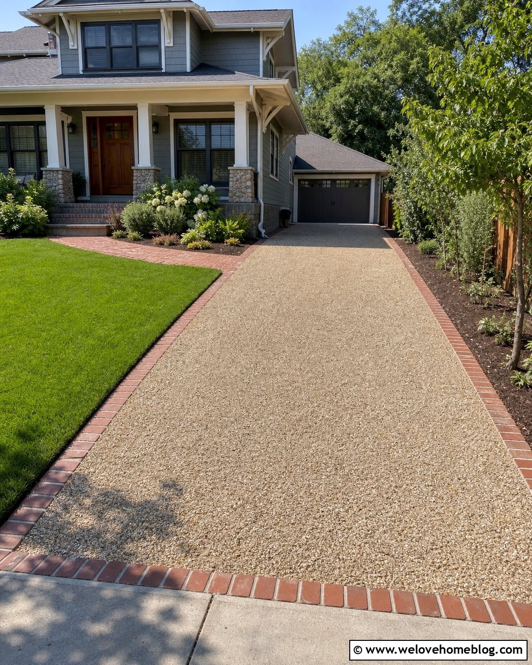 Gravel Driveway With a Mixed Gravel Finish - 35 Gravel Driveway Cheap Ideas