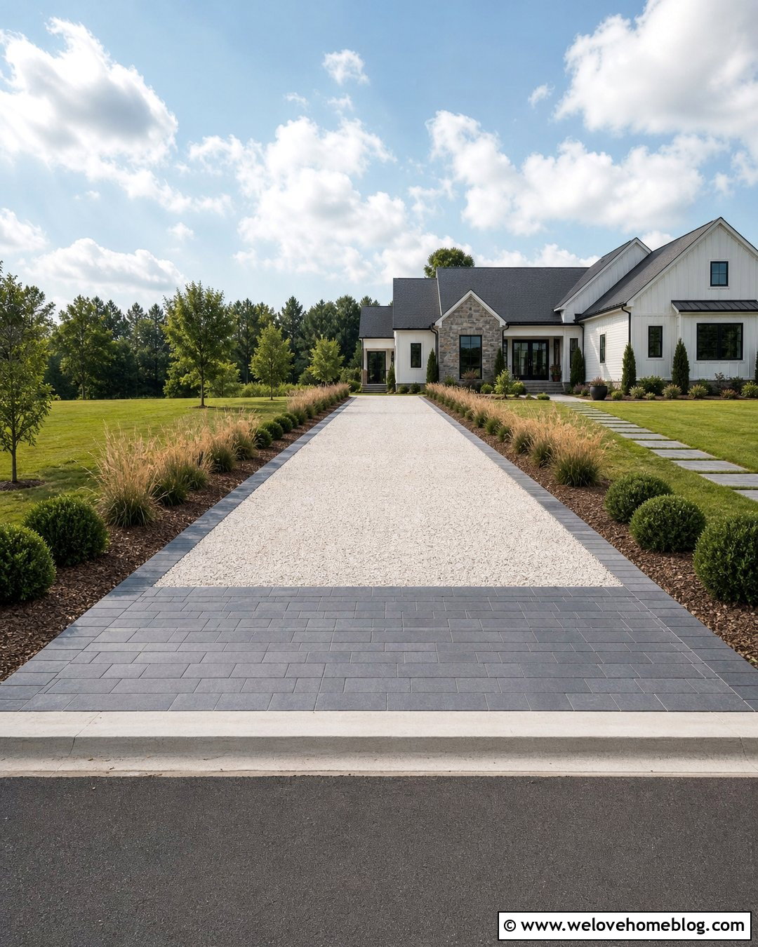 Gravel Driveway With a Paver Apron - 20 how to make a gravel driveway look nice ideas