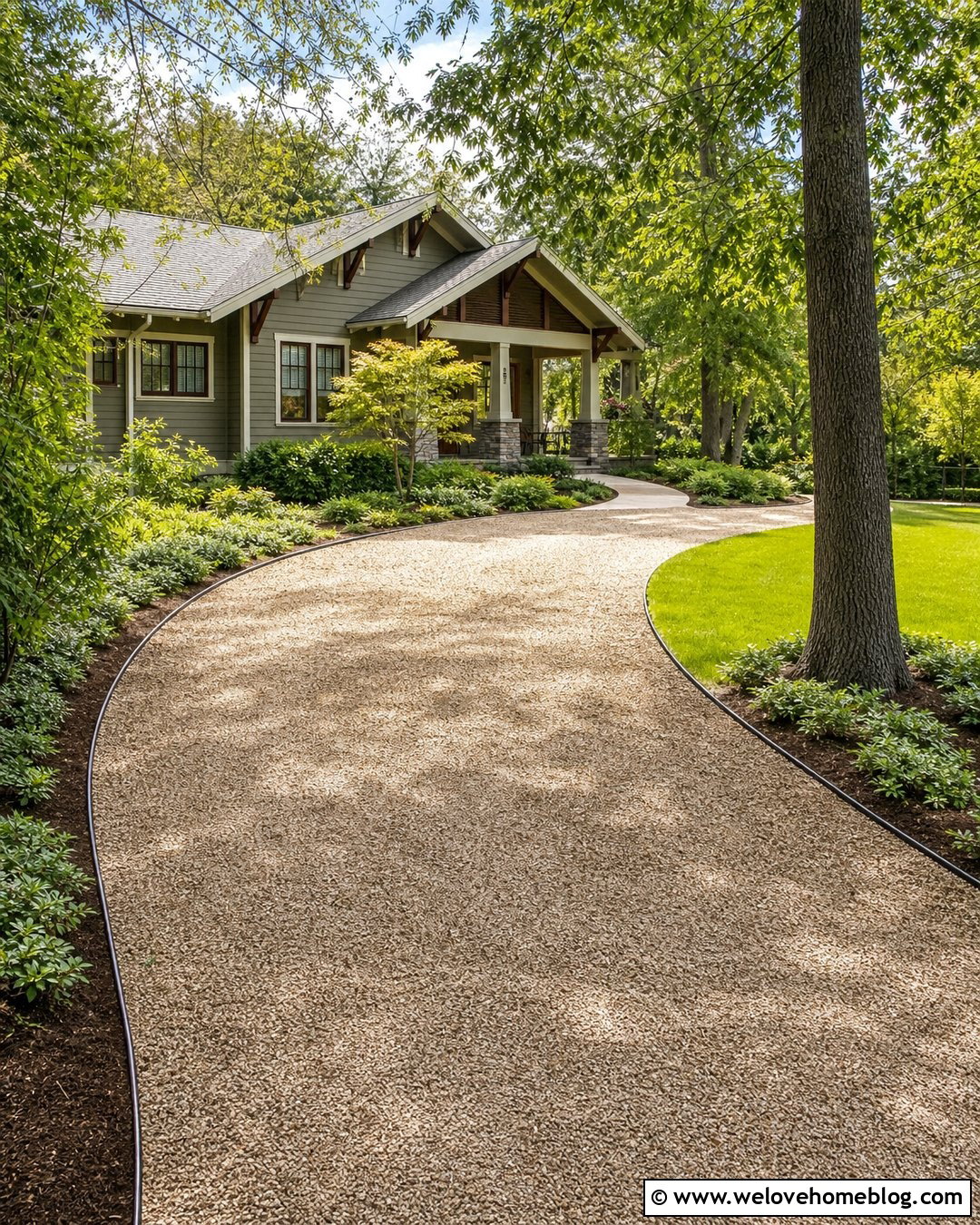 Gravel Driveway With a Simple Curved Layout - 35 Gravel Driveway Cheap Ideas