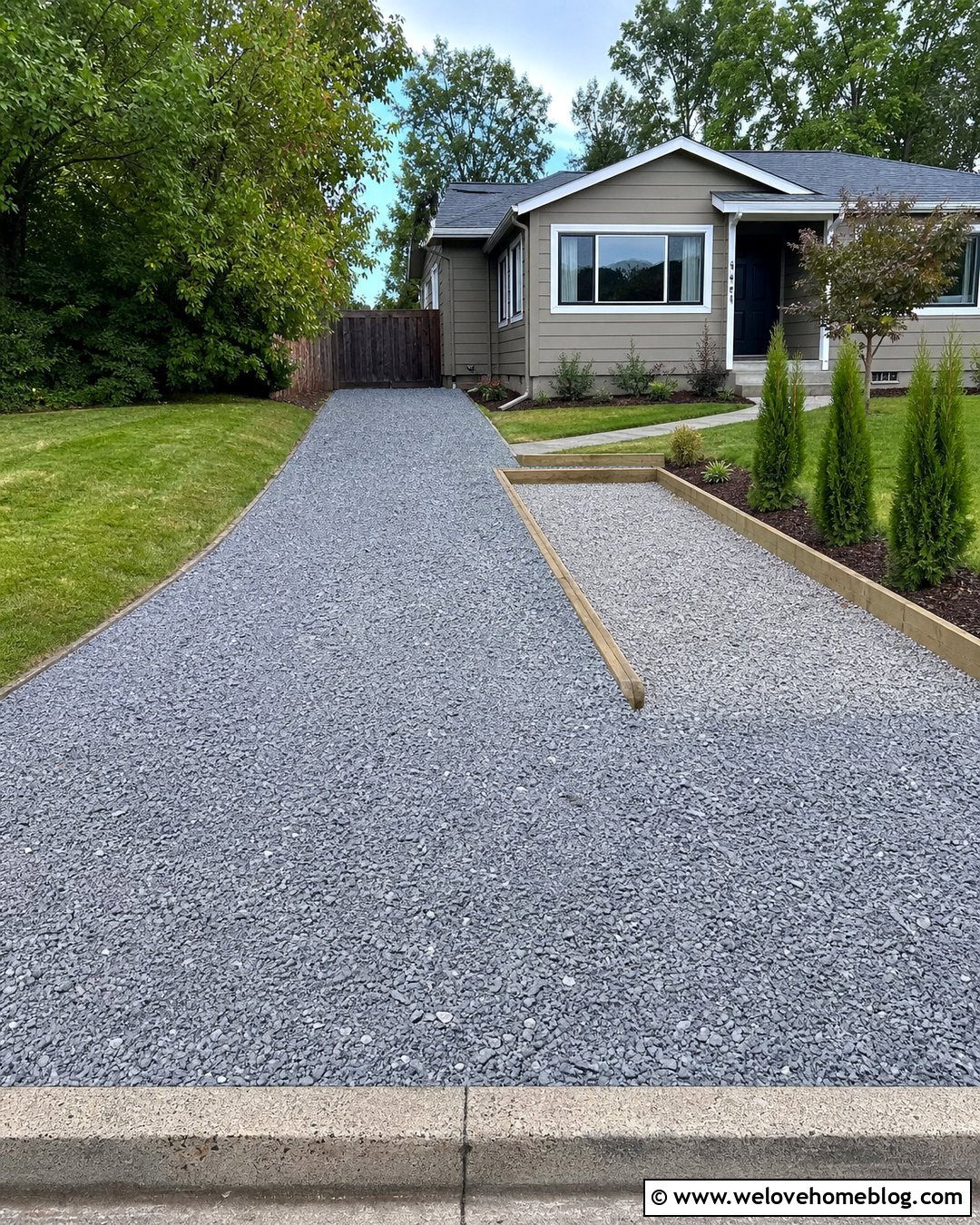 Gravel Driveway With a Small Parking Pad - 35 Gravel Driveway Cheap Ideas