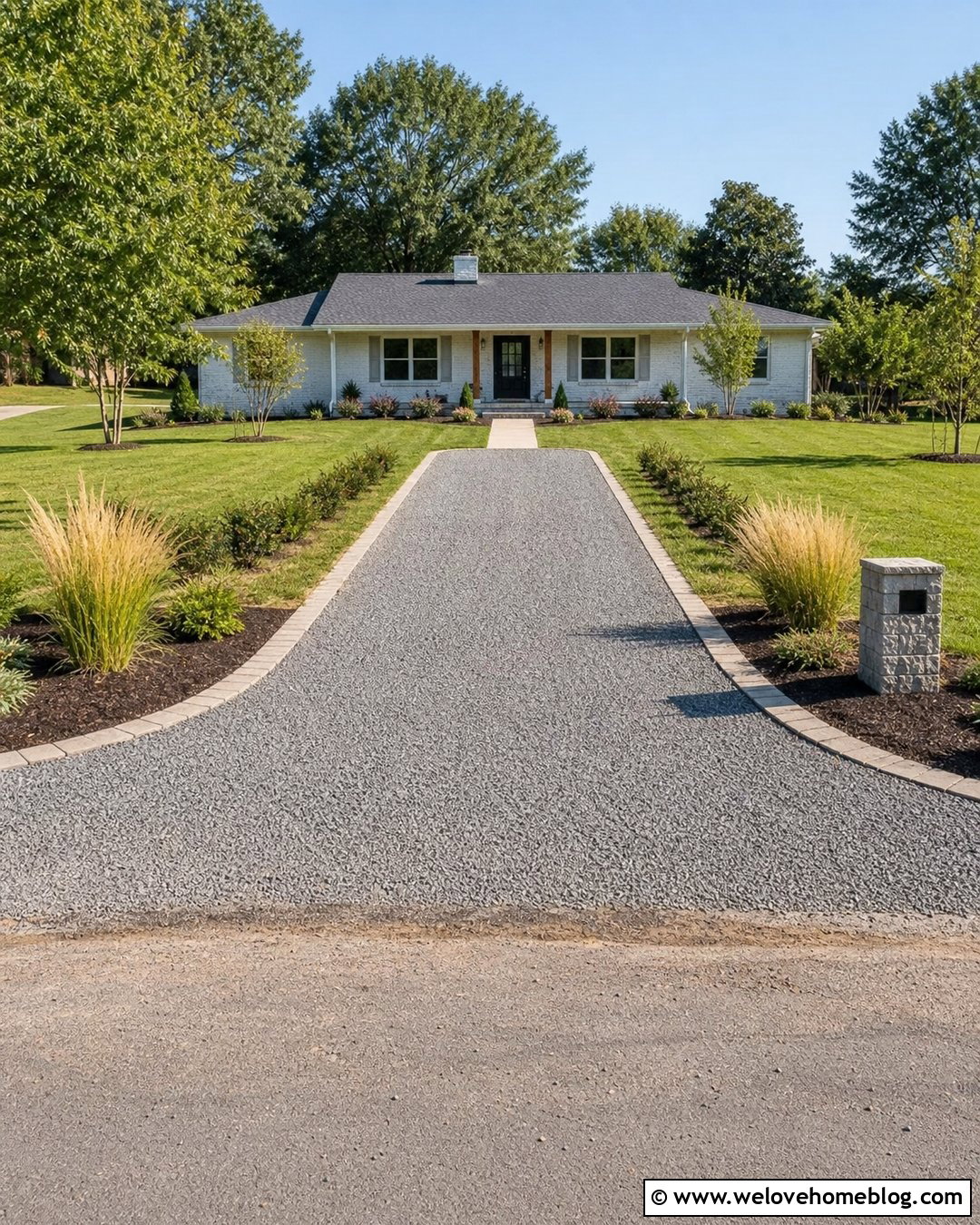 Gravel Driveway With a Widened Entrance - 35 Gravel Driveway Cheap Ideas