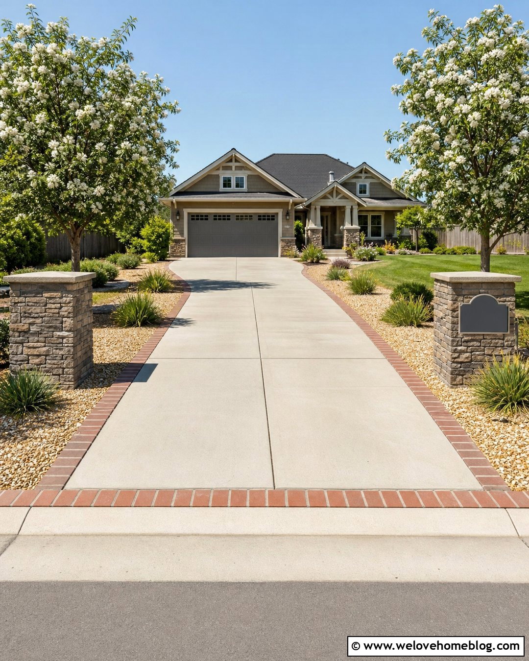 Gravel Entrance Along Driveway - 20 Gravel Along Driveway Ideas