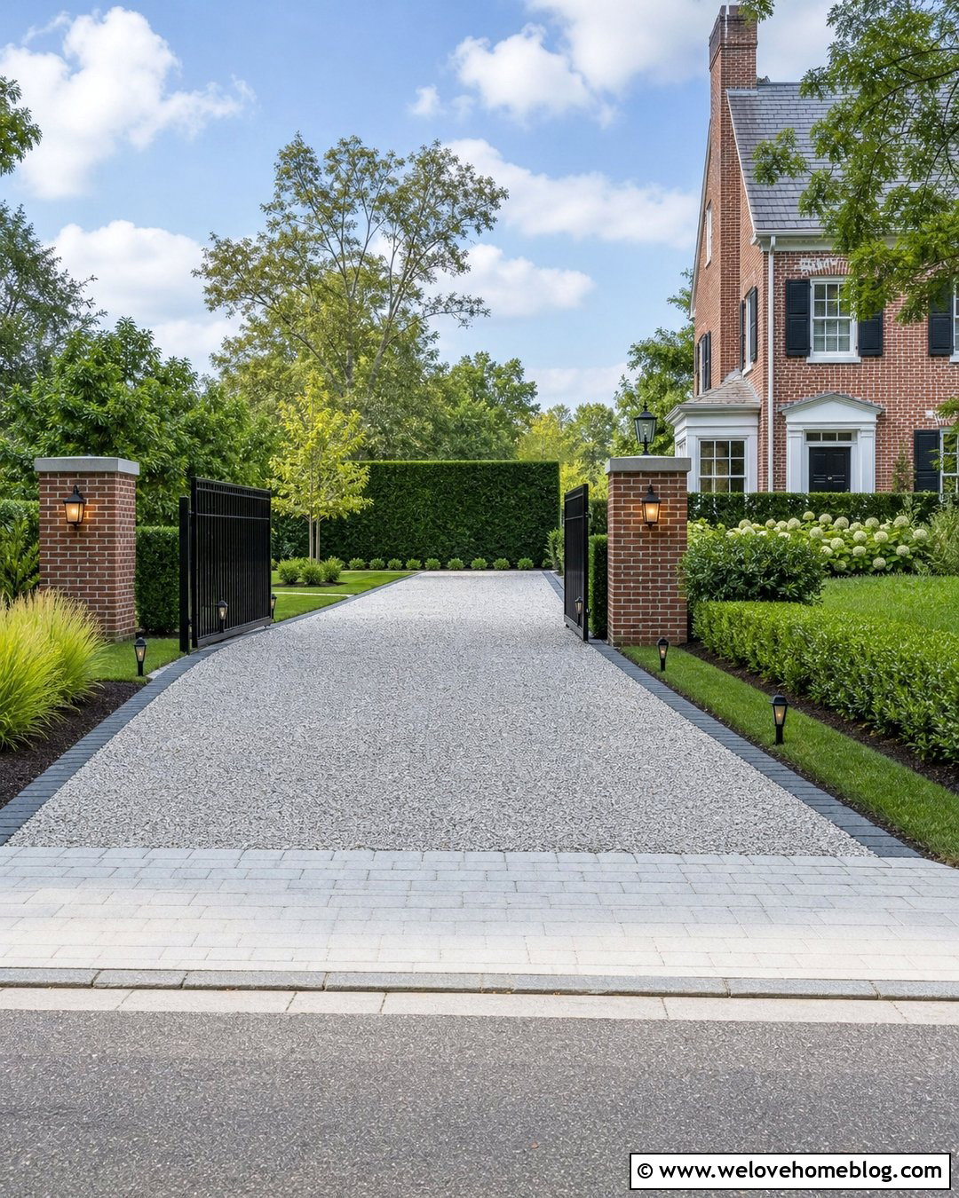 Gravel Extension With Gate And Lighting - 25 Gravel Driveway Extension Ideas