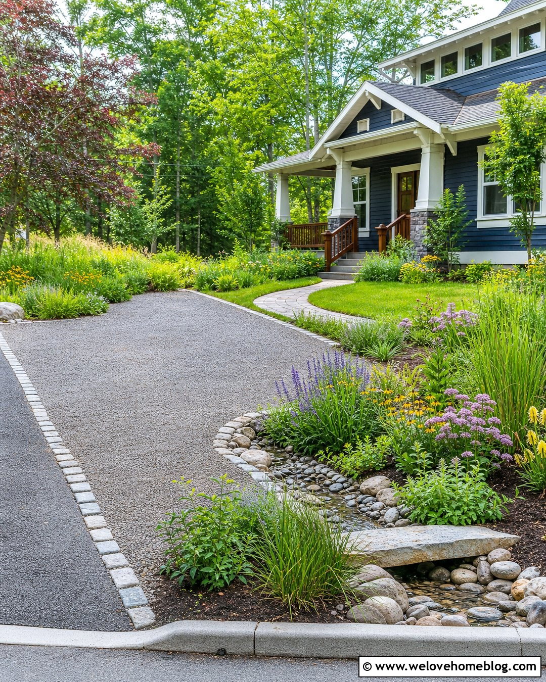Gravel Extension With Rain Garden - 25 Gravel Driveway Extension Ideas
