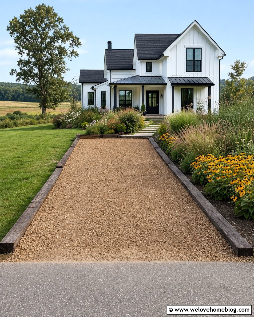 Gravel Extension With Timber Border - 25 Gravel Driveway Extension Ideas