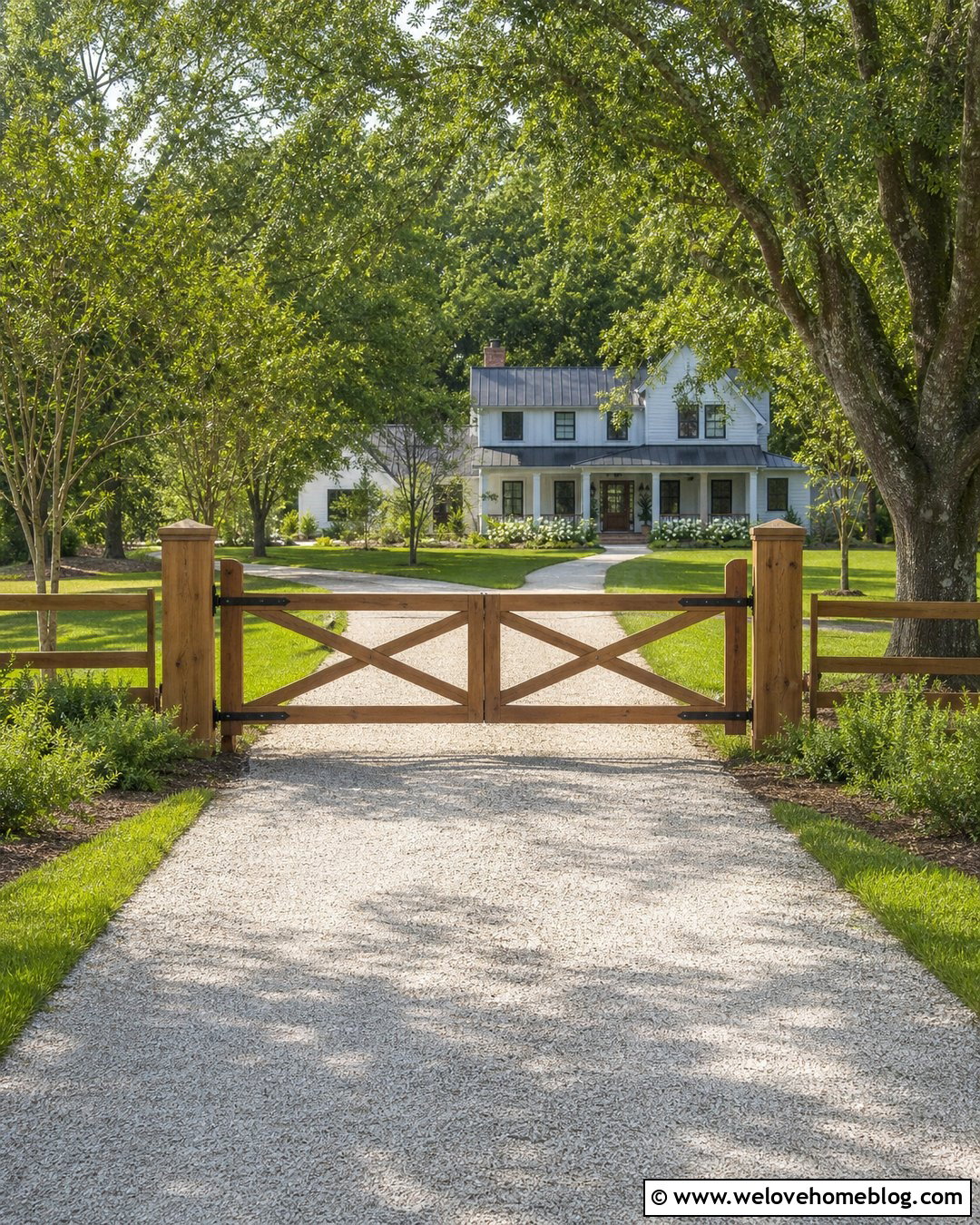 Gravel Farm Driveway Entrance With Wooden Gate - 35 driveways farm entrance ideas