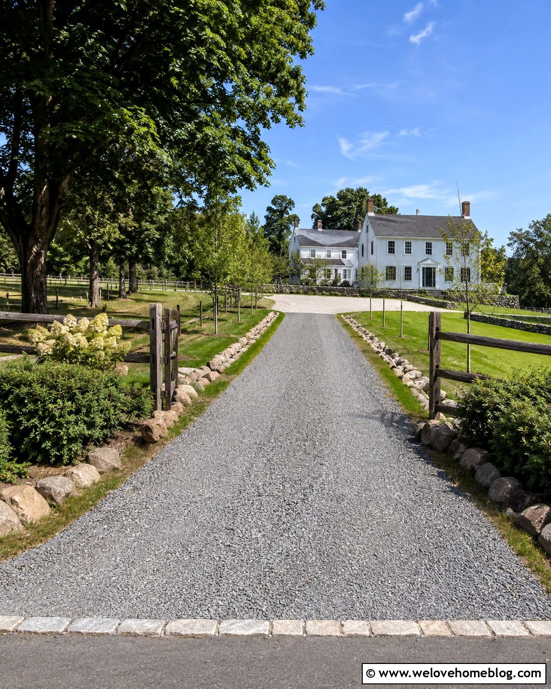 Gravel Farm Driveway With Stone Edging - 20 Farm Driveways Ideas