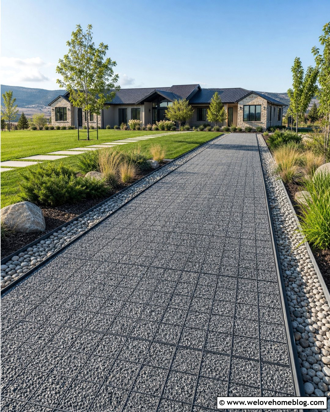 Gravel Grid Driveway With Drainage Borders