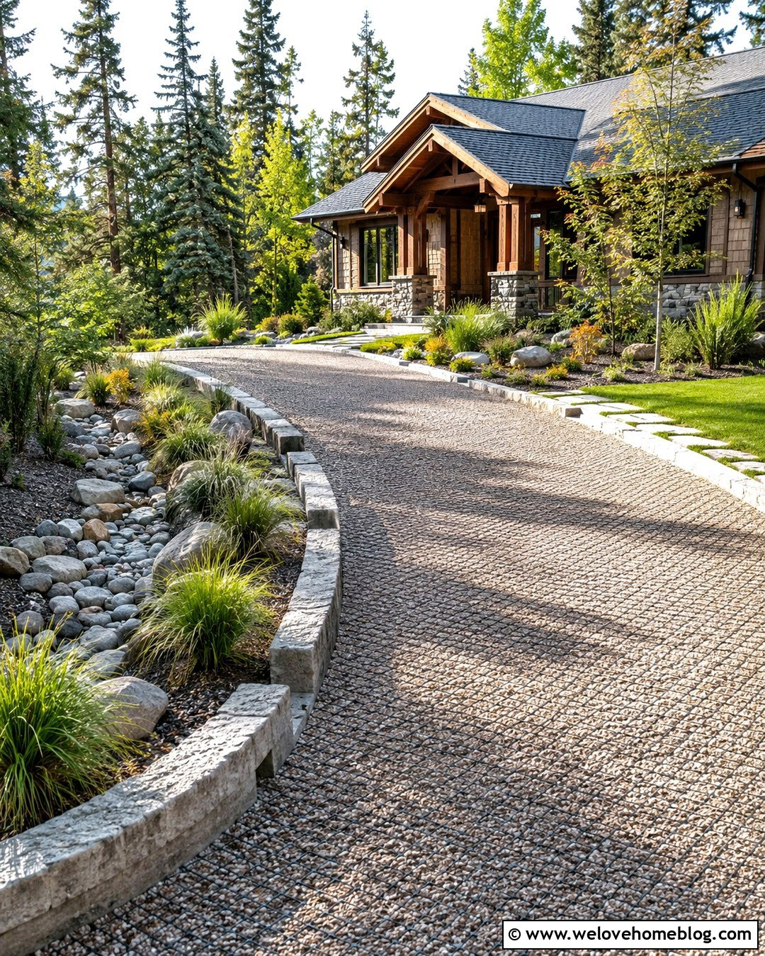 Gravel Grid Driveway With Drainage Swale - 20 Driveway Gravel Grid Installation Ideas