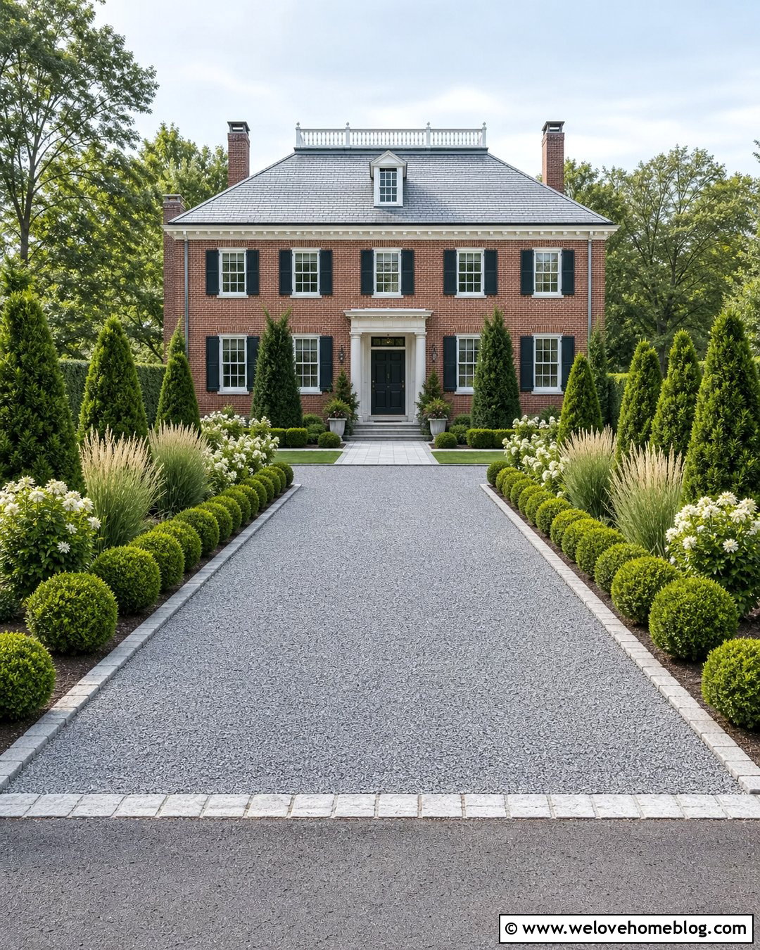 Gravel Grid Driveway With Evergreen Borders - 25 Gravel Grid Driveway Ideas