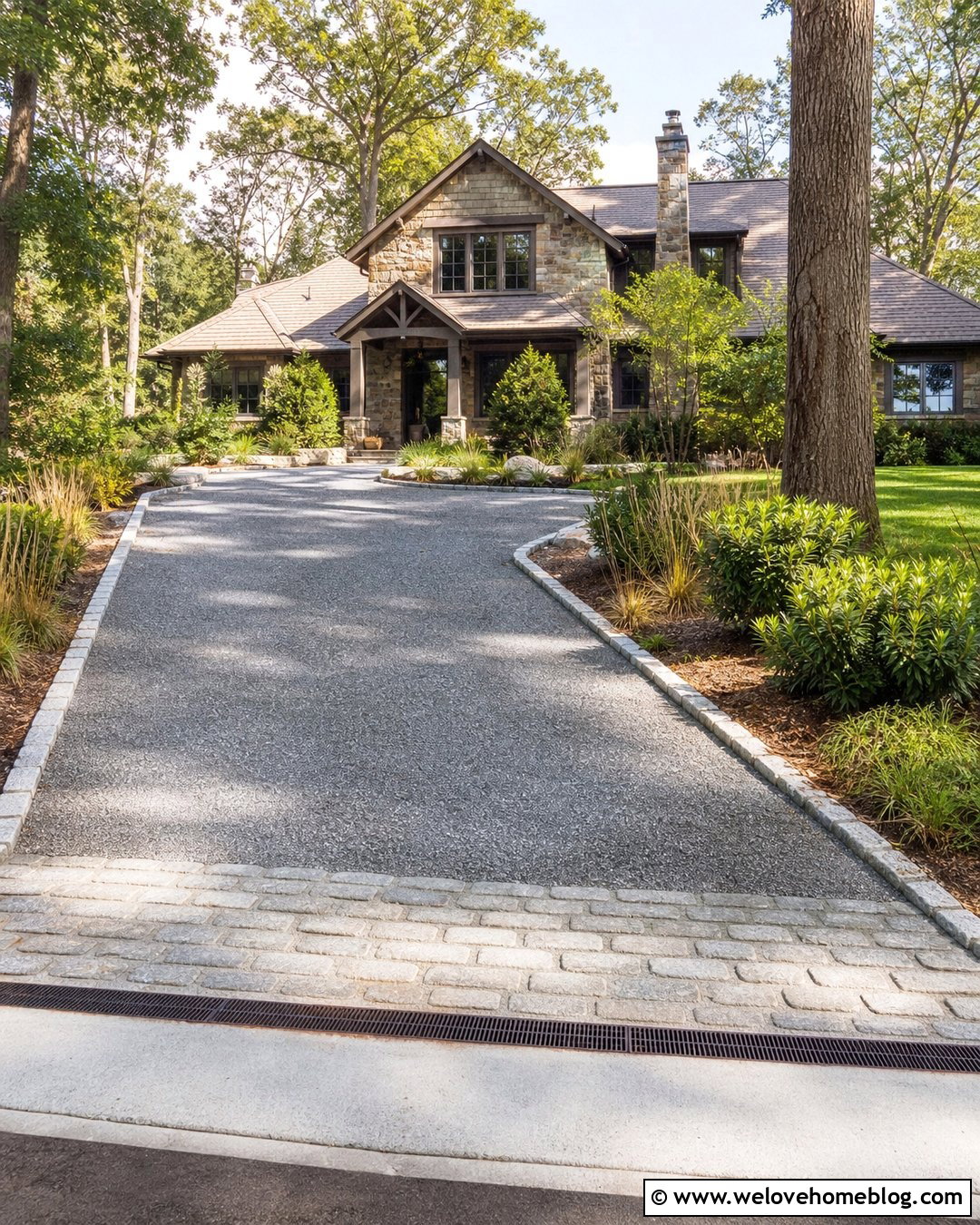 Gravel Grid Driveway With French Drains - 35 Driveway Drainage Solutions Ideas
