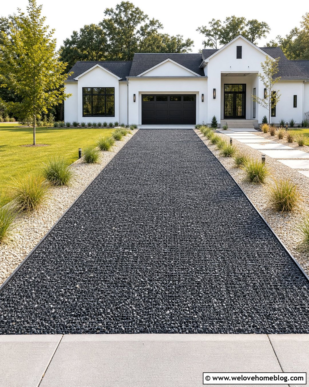 Gravel Grid Driveway With Metal Edging - 40 driveway on a budget ideas