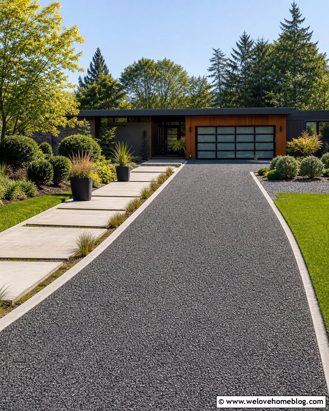Gravel Grid Driveway With Modern Landscaping - 20 how to make a gravel driveway look nice ideas