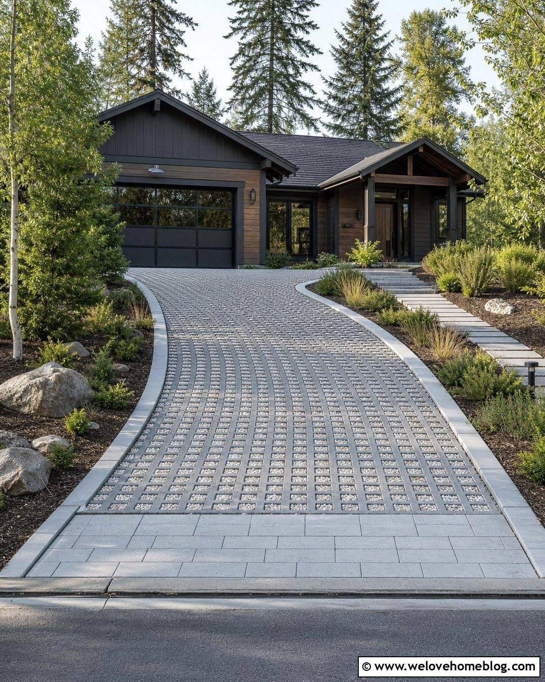 Gravel Grid Permeable Concrete Driveway - 20 Permeable Concrete Driveway Ideas