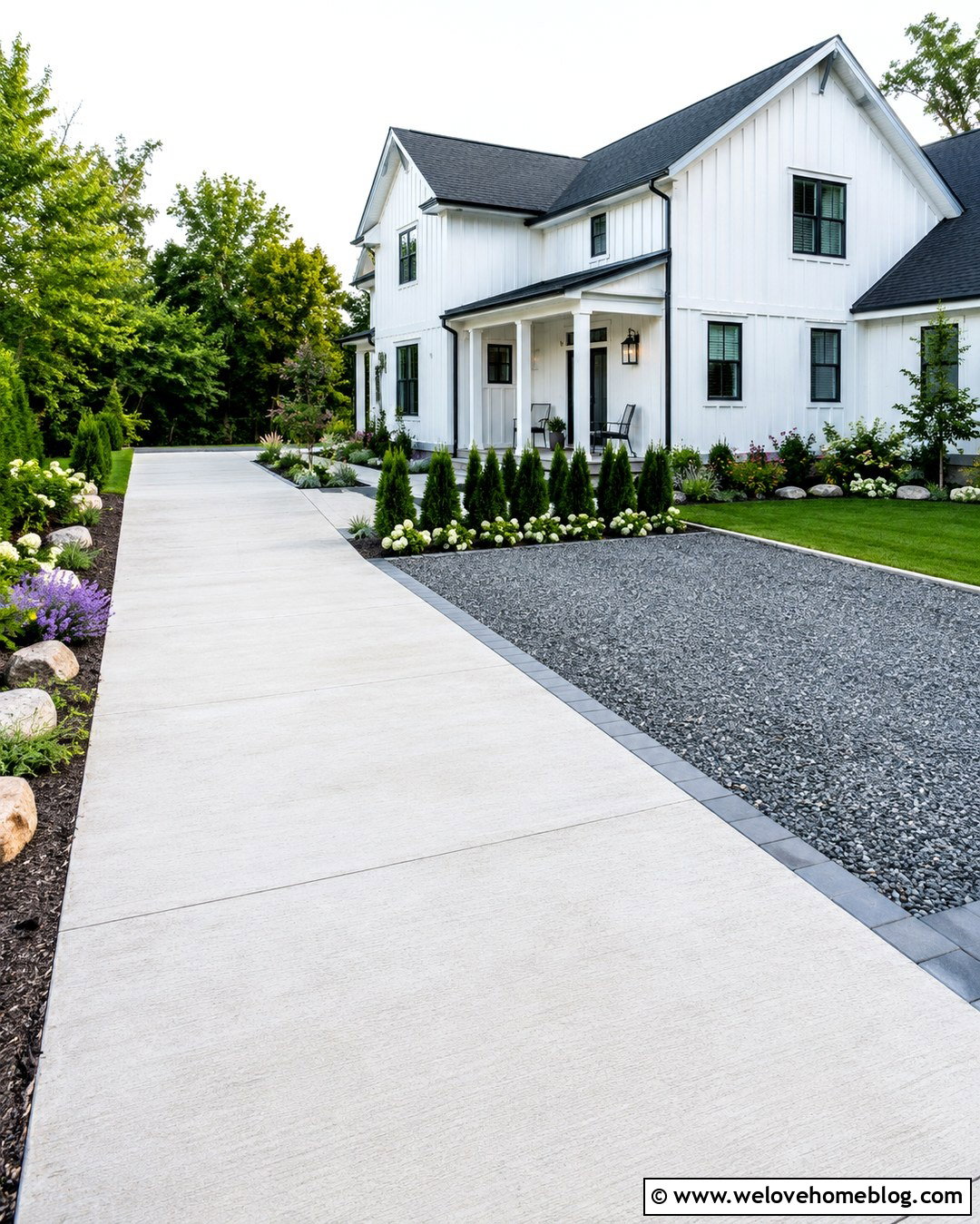 Gravel Parking Pad Beside Concrete Driveway - 20 Expand Driveway Ideas