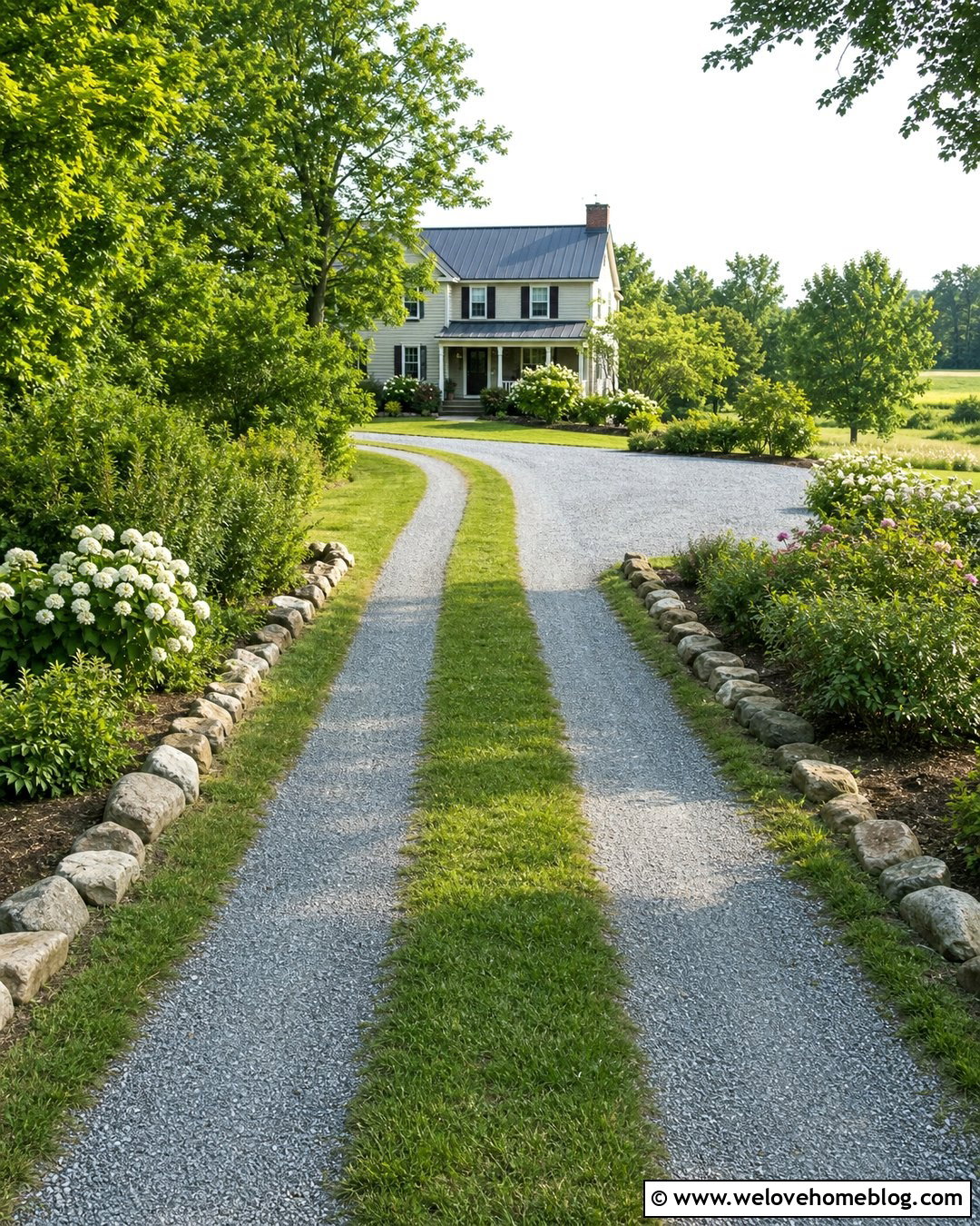 Gravel Ribbon Driveway With Grass Center - 35 home driveway ideas