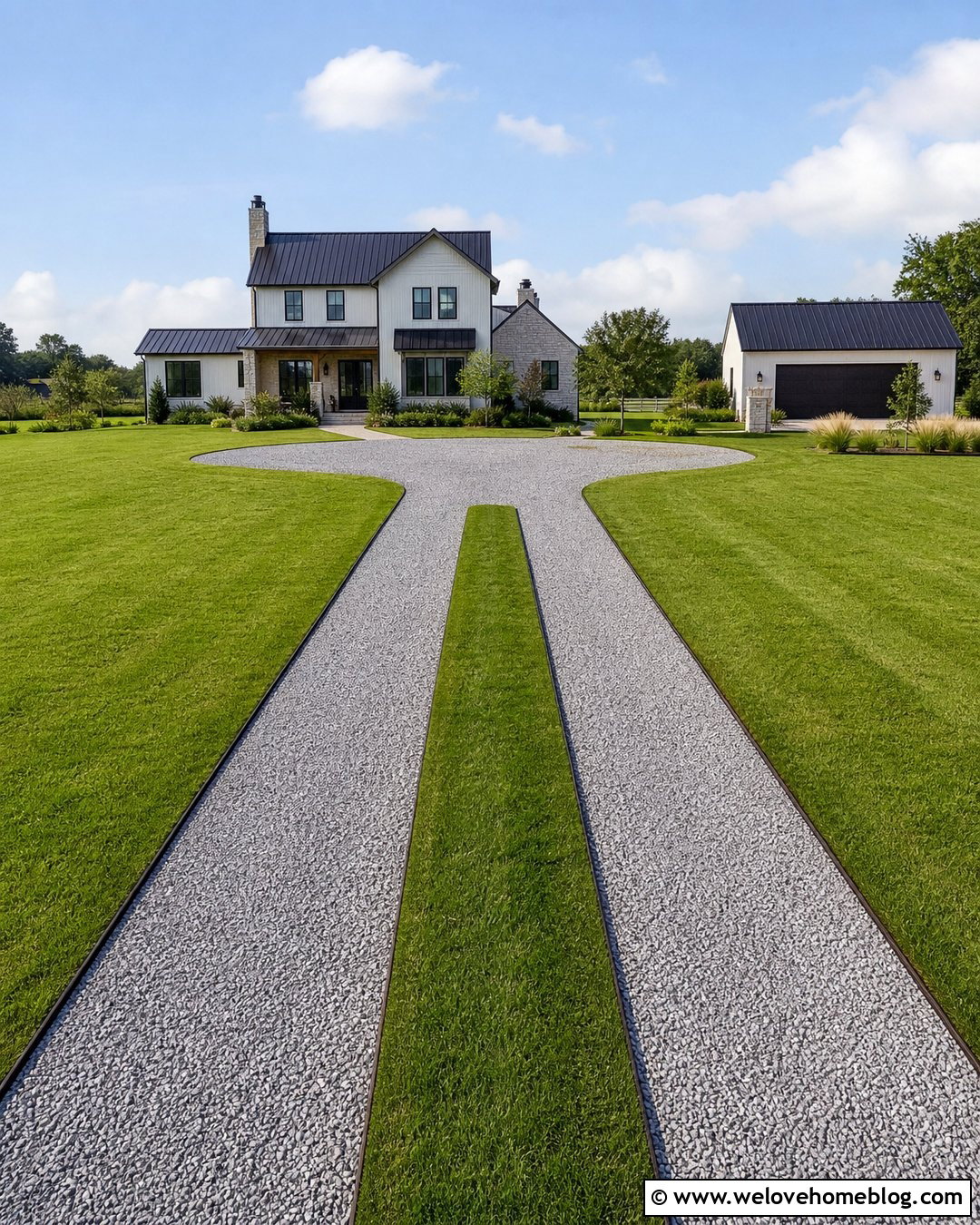 Gravel Ribbon Driveway With Grass Center - 20 Gravel And Grass Driveway Ideas