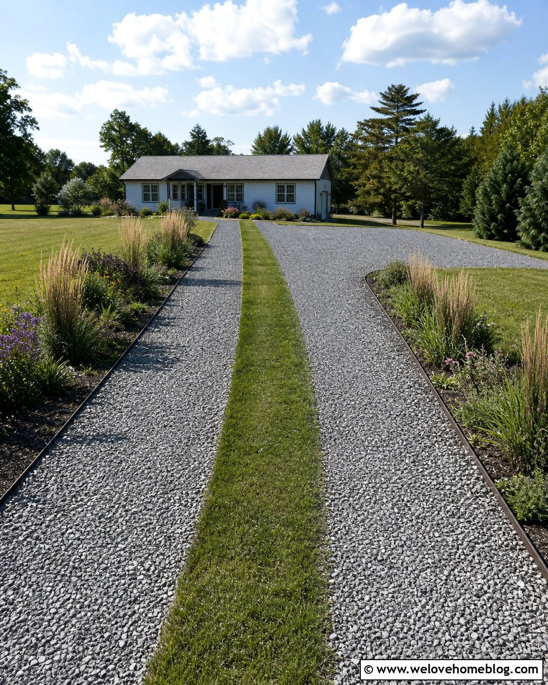 Gravel Ribbon Permeable Driveway - 20 Driveway Permeable Ideas