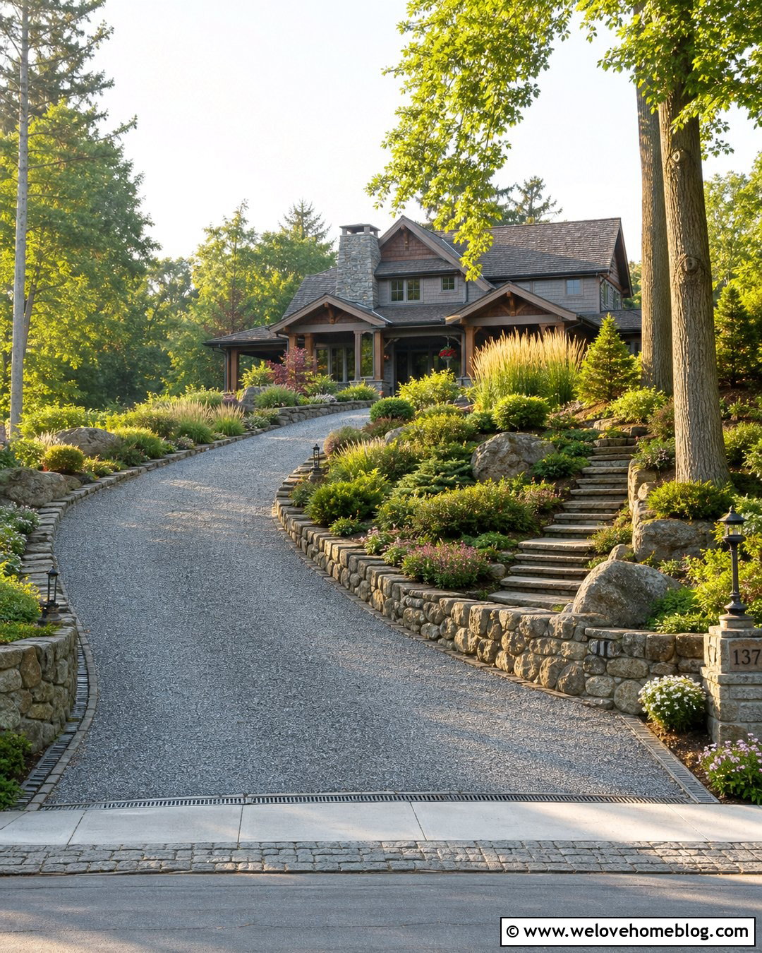 Gravel Rock Driveway With Stone Retaining Walls - 20 Gravel Rock Driveway Ideas