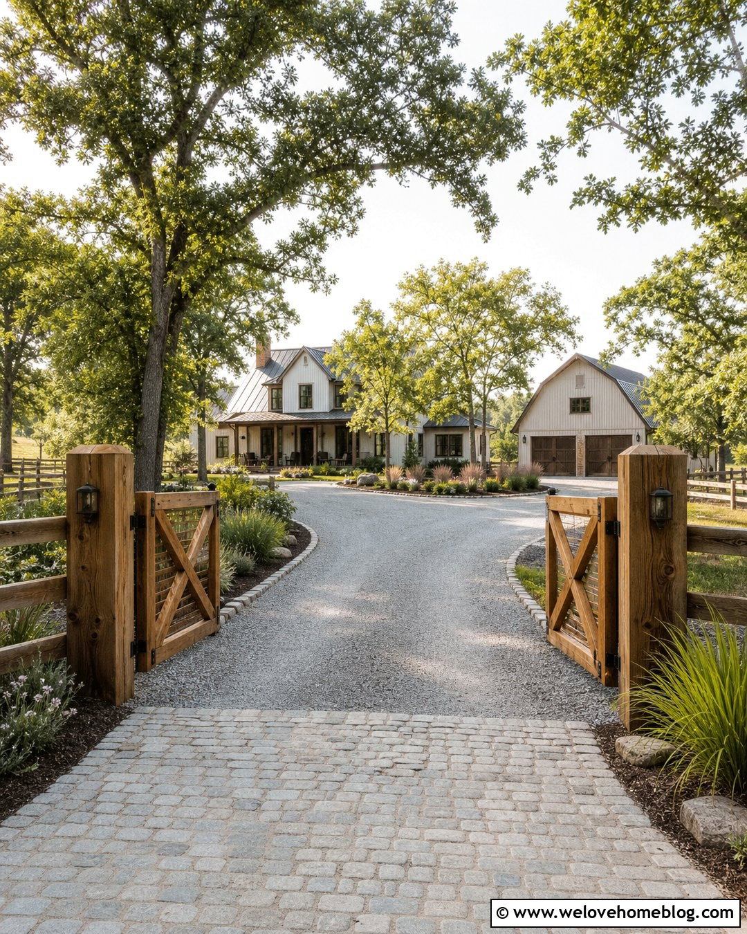 Gravel Rock Driveway With Wood Farm Gate - 20 Gravel Rock Driveway Ideas