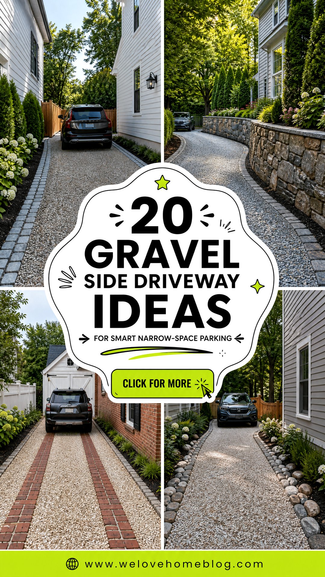 20 Gravel Side Driveway Ideas for Smart Narrow-Space Parking - 20 Gravel Side Driveway Ideas for Smart Narrow-Space Parking