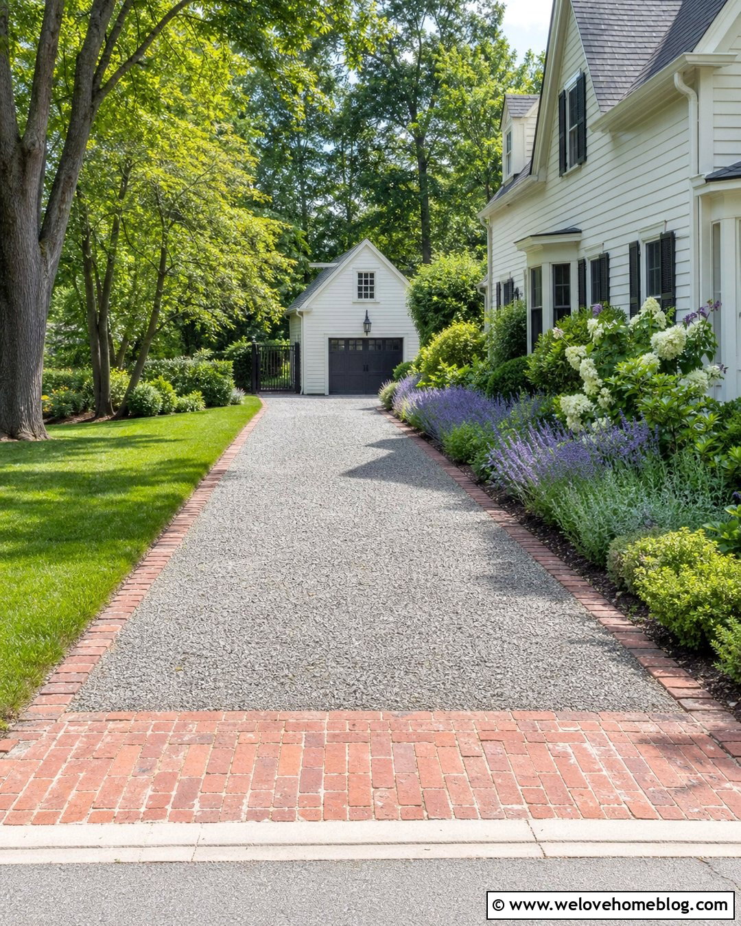 Gravel Side Driveway With Brick Edging - 35 Side Driveway Ideas