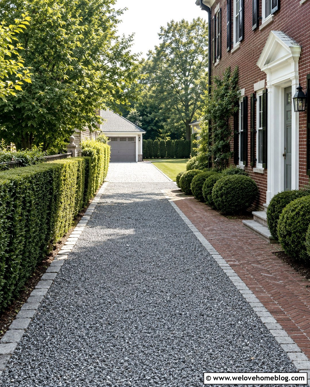 Gravel Side Driveway With Evergreen Hedge - 20 Gravel Side Driveway Ideas